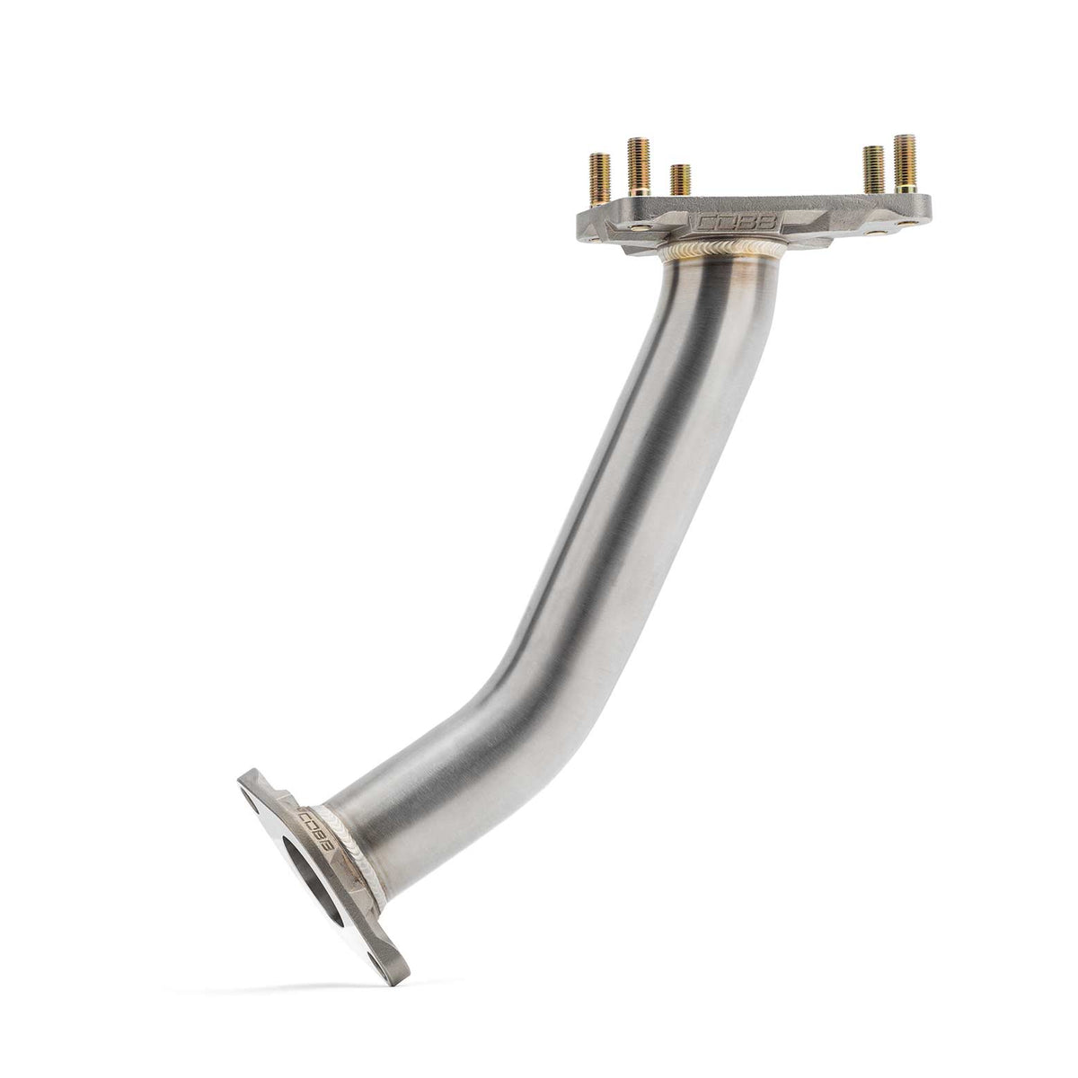 COBB stainless up pipe – Subaru WRX and STI – 51mm up pipe, front three-quarter view