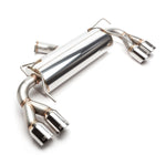 COBB stainless cat-back exhaust – Subaru Impreza WRX/STI hatch – muffler and quad tips, angled view - Cobb Tuning Thumbnail