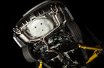COBB titanium cat-back exhaust – Subaru WRX STI sedan – installed, seen from under the car - Cobb Tuning Thumbnail