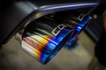 COBB titanium cat-back exhaust – Subaru WRX STI sedan – blued tips at night, installed - Cobb Tuning Thumbnail