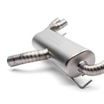 COBB titanium cat-back exhaust – Subaru WRX STI hatch – suitcase muffler with outlets, side view - Cobb Tuning Thumbnail