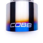 COBB titanium cat-back exhaust – Subaru WRX STI hatch – blued tip logo close-up - Cobb Tuning Thumbnail