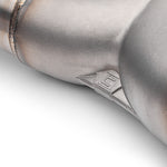 COBB stainless cat-back exhaust – Subaru WRX/STI sedan – cast Y-split with COBB logo close-up - Cobb Tuning Thumbnail