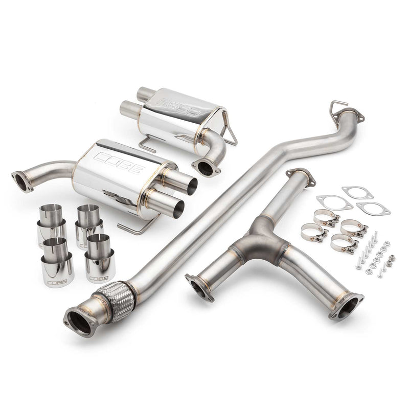 COBB stainless cat-back exhaust – Subaru WRX/STI sedan – full kit with tips and hardware laid out - Cobb Tuning