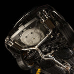 COBB stainless cat-back exhaust – Subaru WRX VB – installed under the car, view from below - Cobb Tuning Thumbnail
