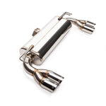 COBB quad-tip cat-back exhaust – Mitsubishi Lancer Evolution X – muffler and quad tips, angled view - Cobb Tuning Thumbnail