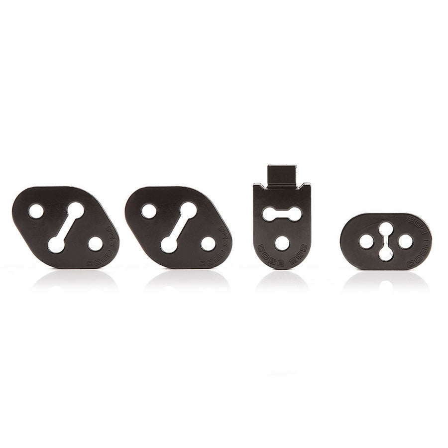 COBB exhaust hanger kit – Ford Focus ST – four black hangers flat view