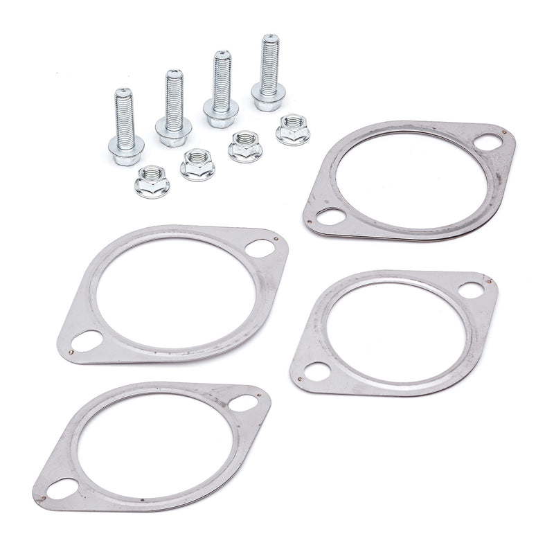 COBB cat-back exhaust hardware kit – Ford Focus ST – four gaskets, bolts and nuts laid out - Cobb Tuning