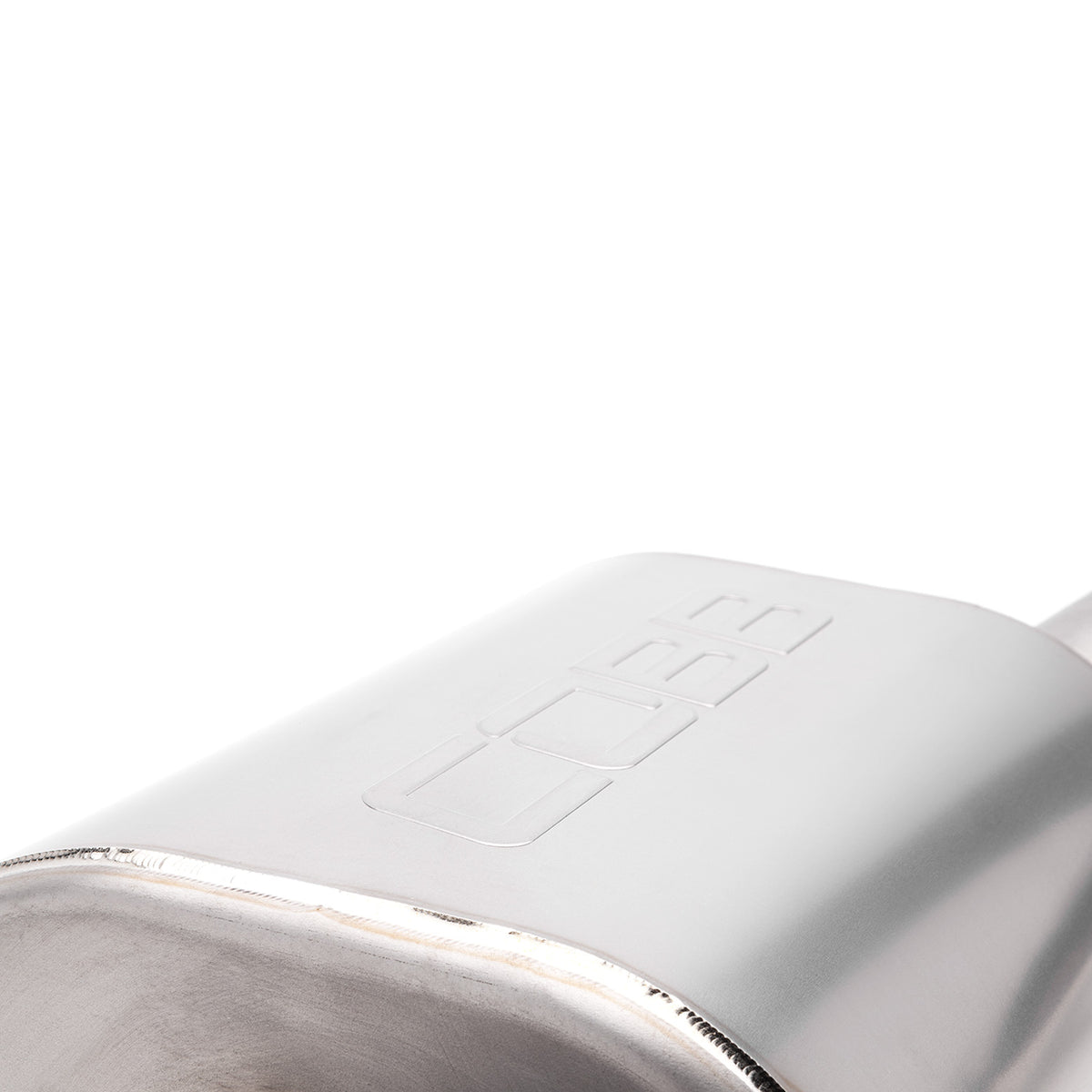 COBB titanium cat-back exhaust – Volkswagen Golf GTI Mk7 – stamped COBB logo on muffler