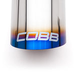 COBB blued titanium exhaust tip kit – blued tip outlet and COBB logo close-up - Cobb Tuning Thumbnail