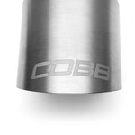 COBB brushed titanium exhaust tip kit – brushed tip outlet and COBB logo close-up - Cobb Tuning Thumbnail
