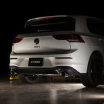 COBB stainless steel cat-back exhaust – Volkswagen Golf GTI Mk8 – rear view of white GTI with dual tips - Cobb Tuning Thumbnail
