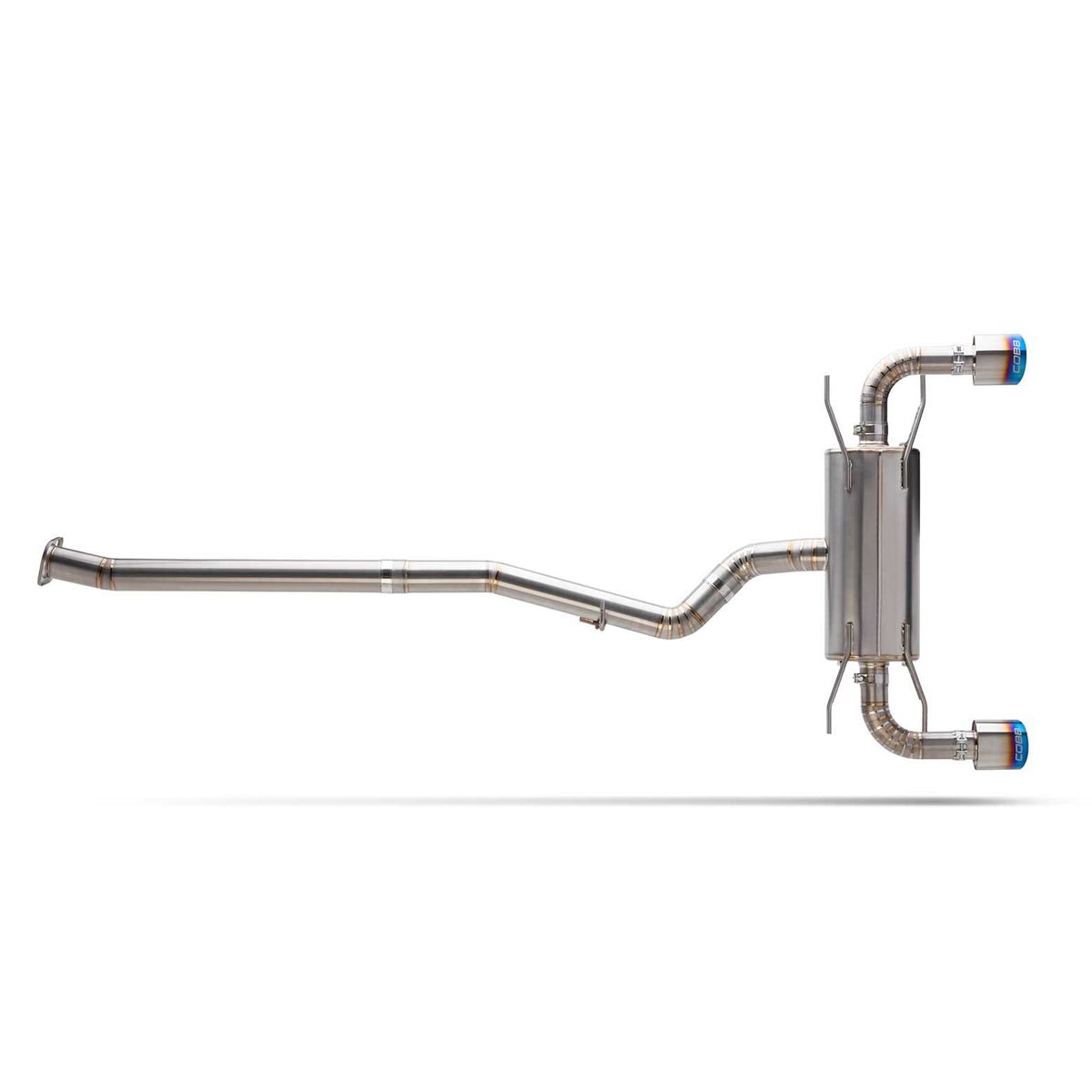COBB titanium cat-back exhaust – Toyota 86 and Subaru BRZ – assembled system, side view