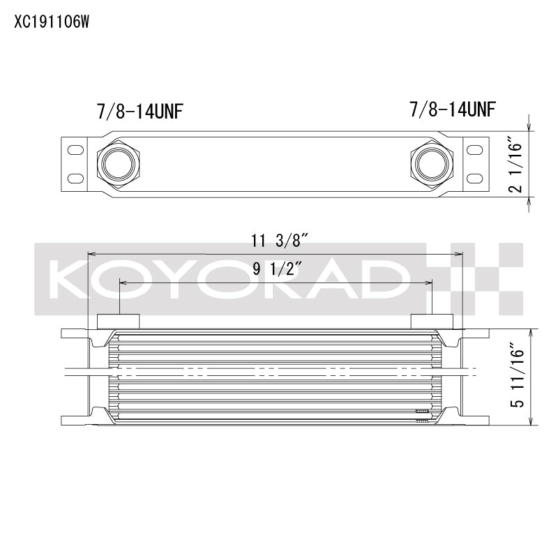 Koyo 19 Row Oil Cooler - Universal - 11.25in x 5.75in x 2in - Koyorad
