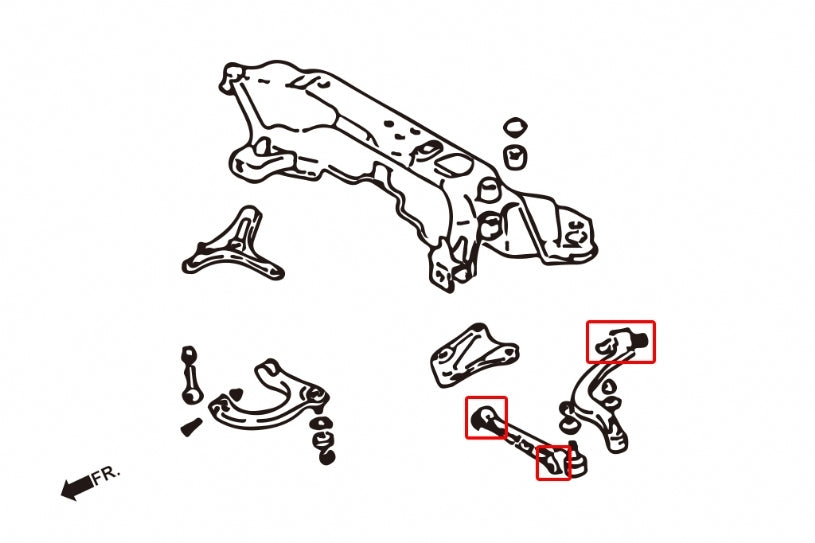 HARDRACE Front Lower Arm Bushing - Mitsubishi Galant (E52) - Hardened Rubber - Including Tension Rod Bushing - Image 2