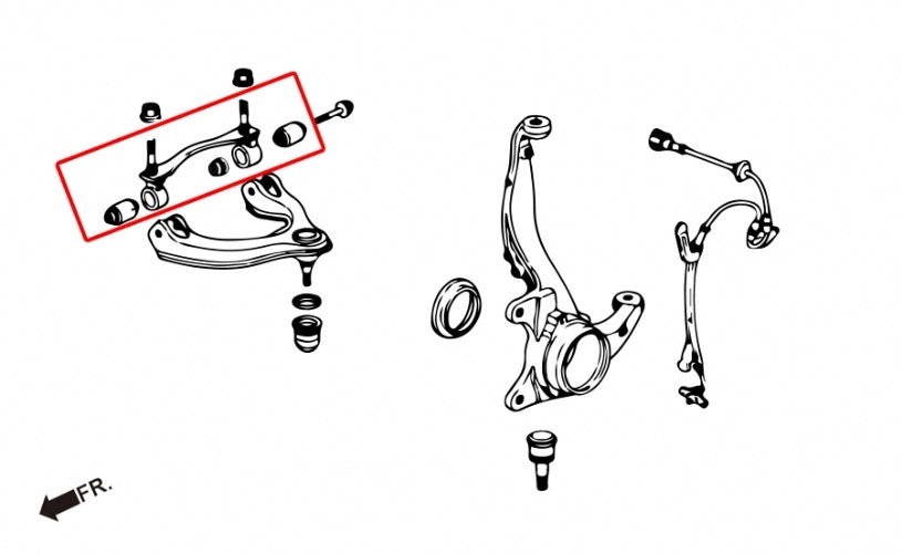 HARDRACE Front Upper Arm Bushing Repair Kit - Honda Integra (DC2) / Civic (EG/EH/EJ) - Hardened Rubber - Image 2