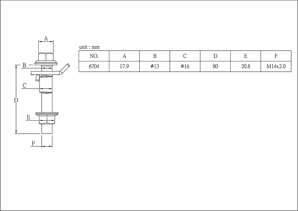 HARDRACE camber bolt M14 x 2.0 80mm – (product illustration) – alternate view