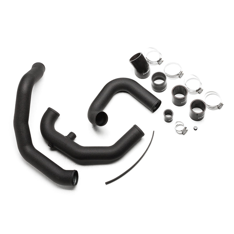 COBB front mount intercooler cold pipes – Subaru Impreza WRX/STI GD – three pipes, couplers and clamps laid out - Cobb Tuning