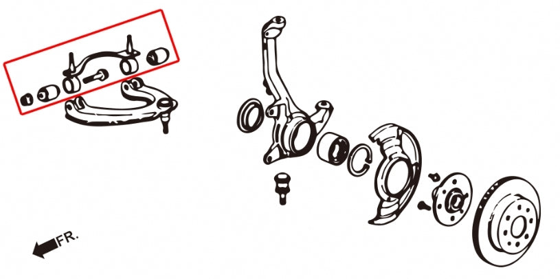 HARDRACE Front Upper Arm Bushing - Honda CRX (EF) / Integra (DA) / Civic (EC/ED/EE/EF) - Hardened Rubber - Image 2