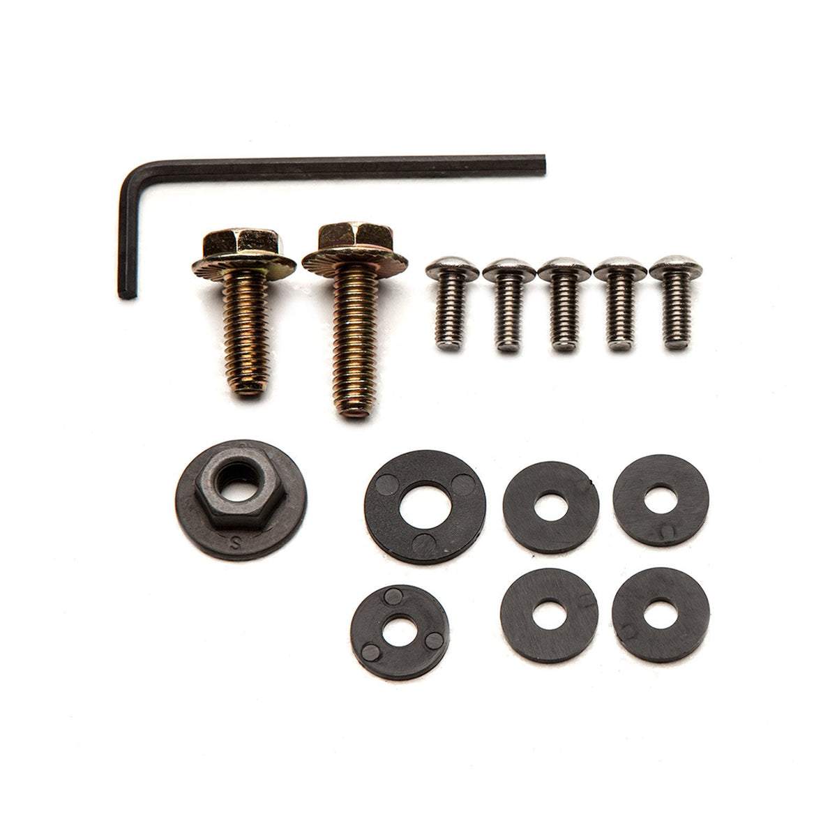 COBB SF airbox hardware kit – hex key, flange bolts, small bolts, flange nut and black nylon washers