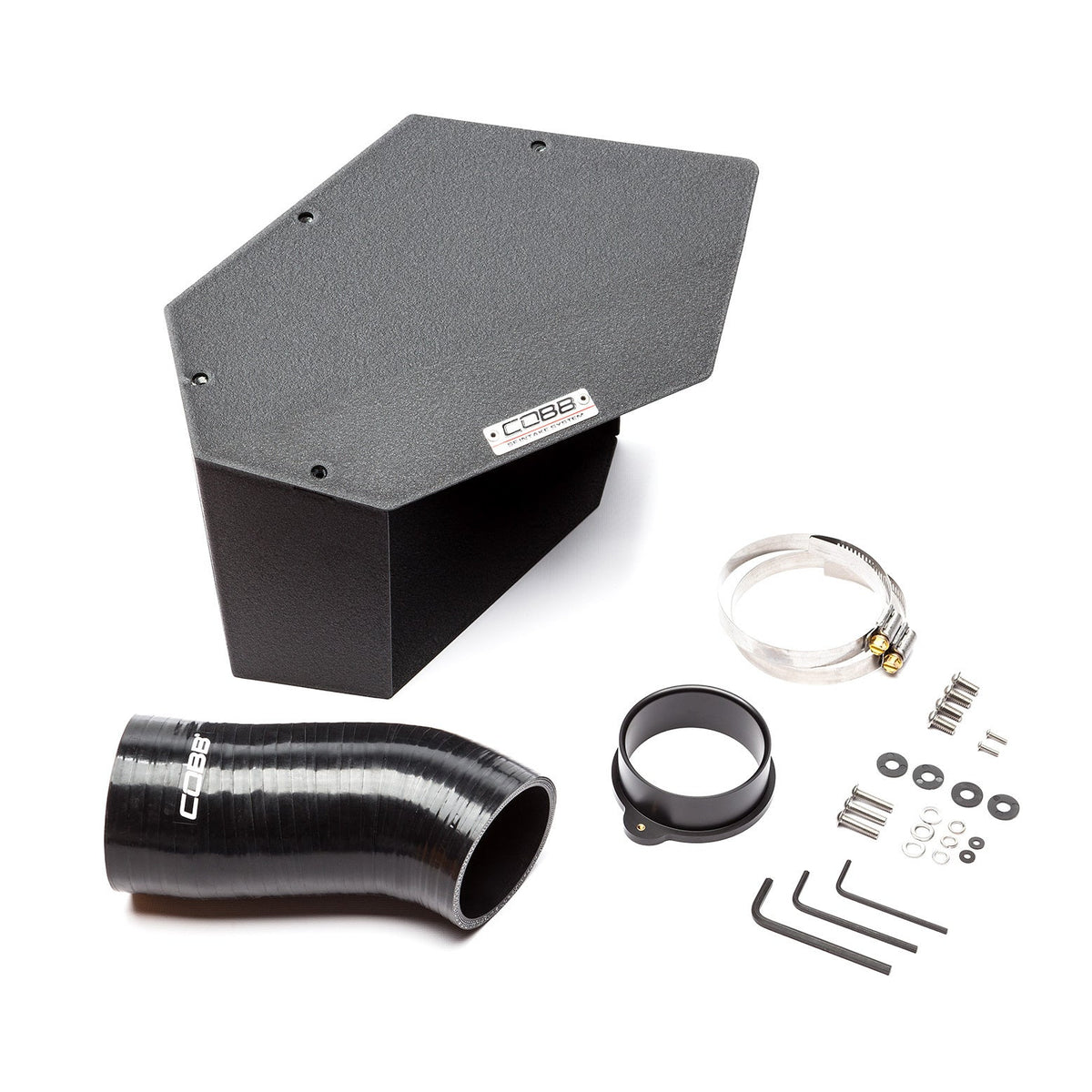 COBB SF airbox – Mazda3 MPS BL – airbox, silicone hose, adapter ring, clamp and hardware