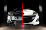 COBB front mount intercooler – Mazda3 MPS BL – split view, fitted behind bumper on a white car - Cobb Tuning Thumbnail