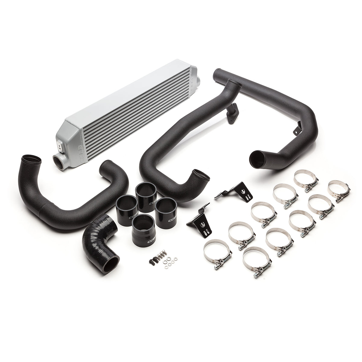 COBB front mount intercooler – Mazda3 MPS BL – silver core, black piping, couplers and clamps