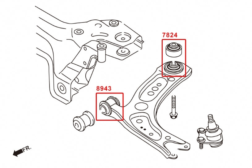 HARDRACE Front Lower Arm Bushing - Audi A3 (Mk3/8V) / TT (Mk3/8S) / Skoda Octavia (Mk3/5E) / Volkswagen Golf (Mk7) - Hardened Rubber - Image 2