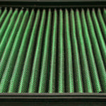 COBB high flow air filter – green woven cotton pleats close-up (product illustration) - Cobb Tuning Thumbnail