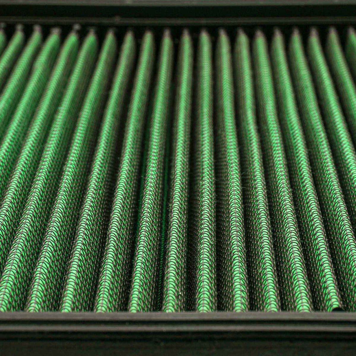 COBB high flow air filter – green woven cotton pleats close-up (product illustration)