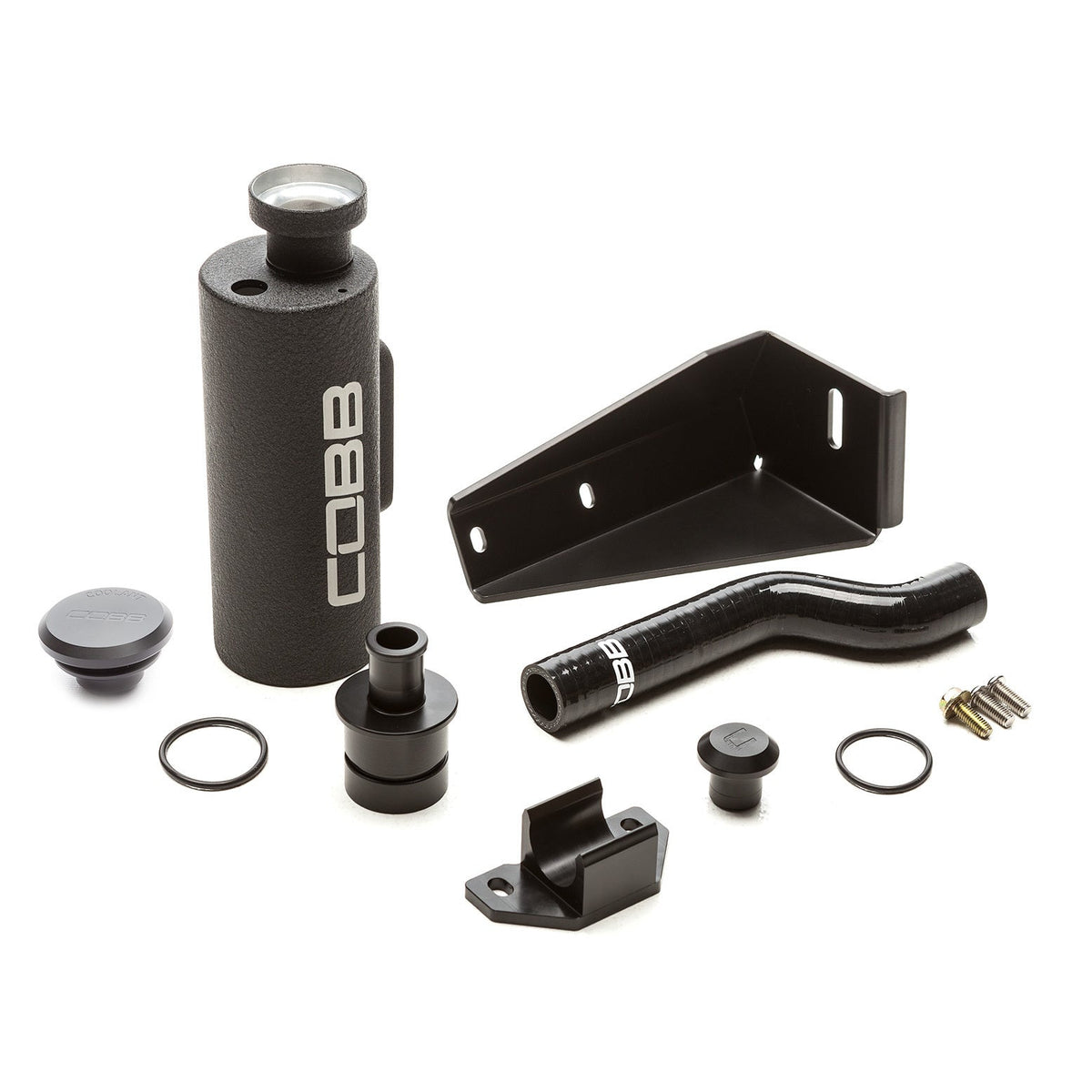 COBB coolant overflow tank and washer filler kit – Subaru WRX/STI GD – full kit laid out