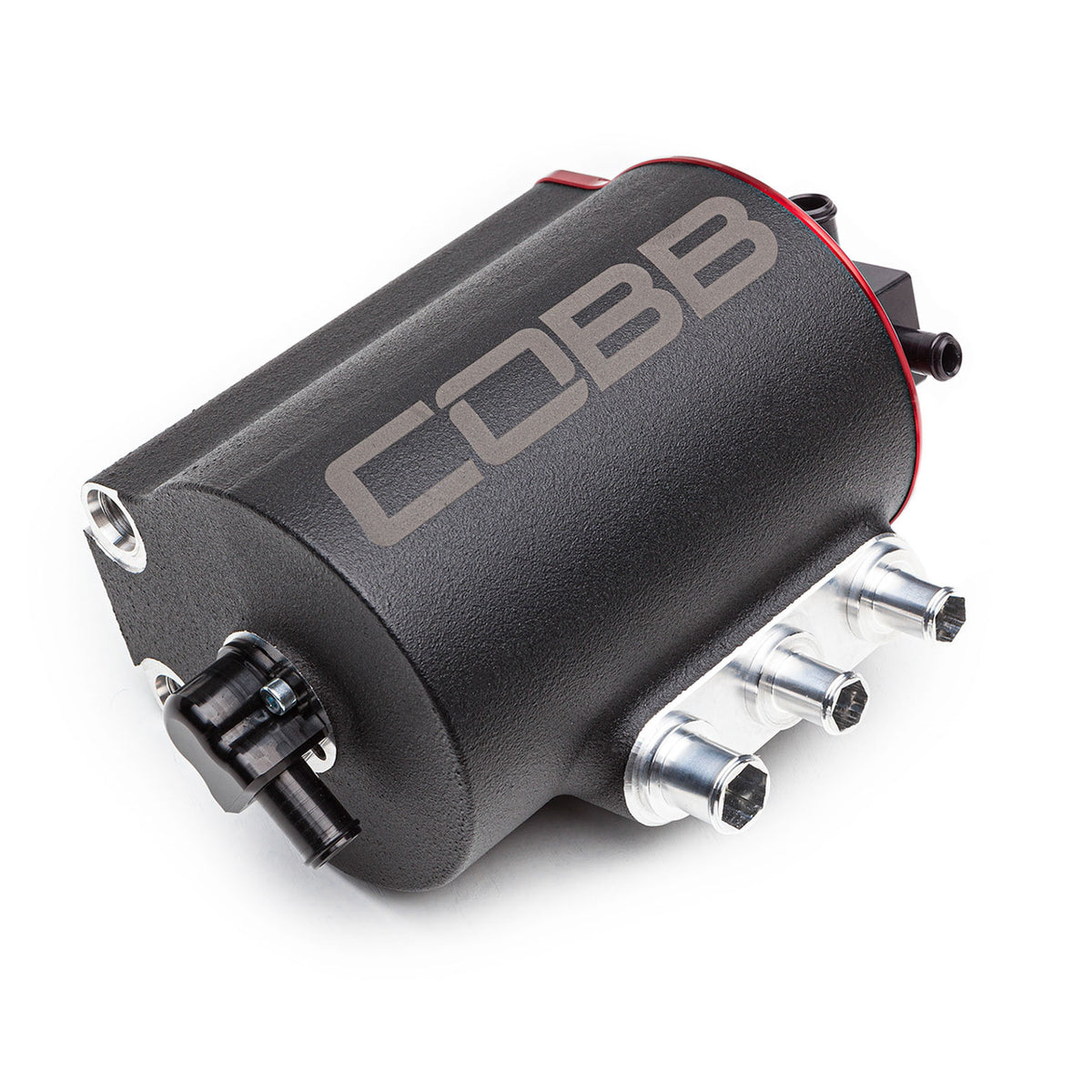 COBB air oil separator – wrinkle black canister side view