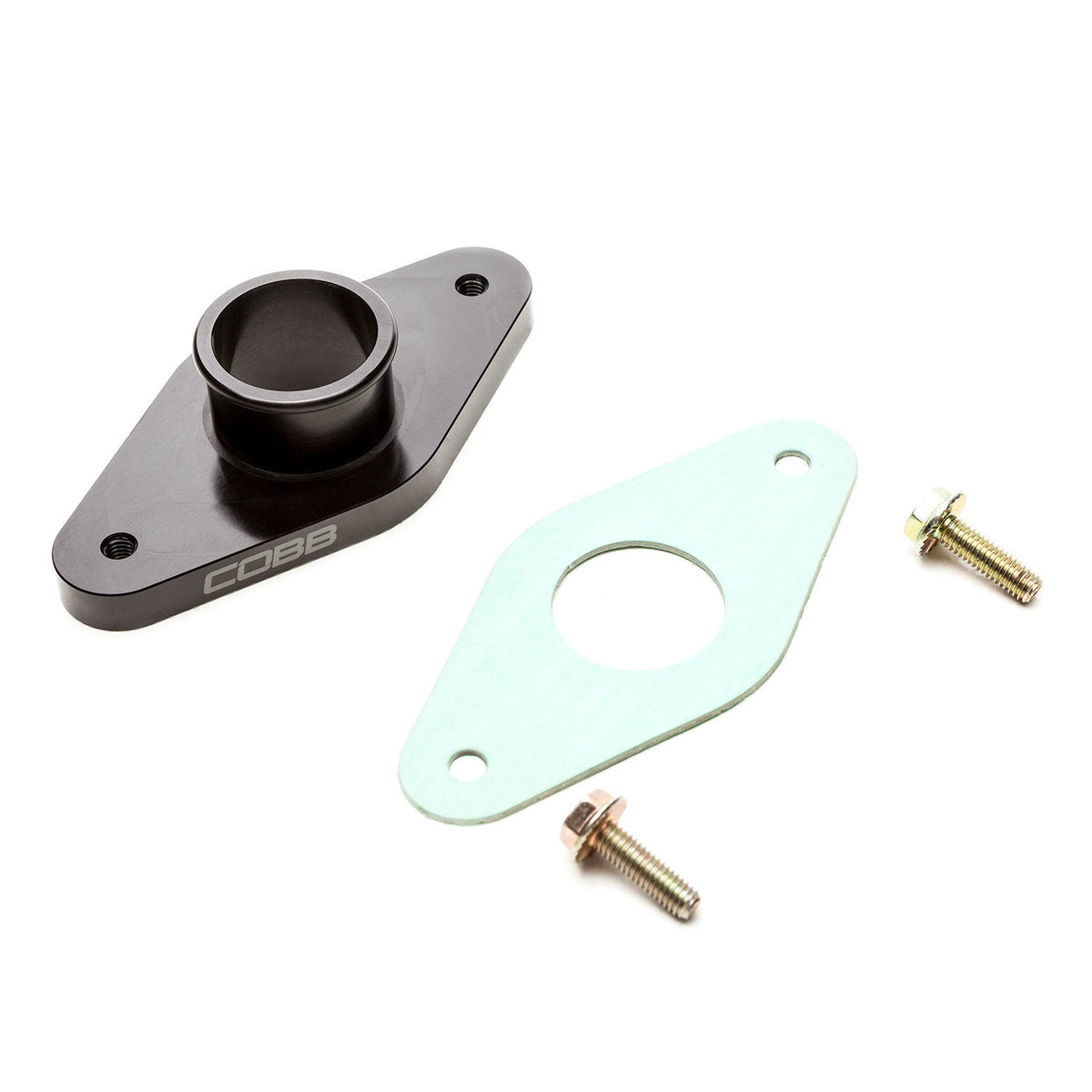 COBB BPV adapter for front mount intercooler – black anodised adapter with gasket and bolts