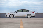 COBB ST-01 wheel – Subaru WRX STI VA – white sedan on silver wheels, side profile - Cobb Tuning Thumbnail