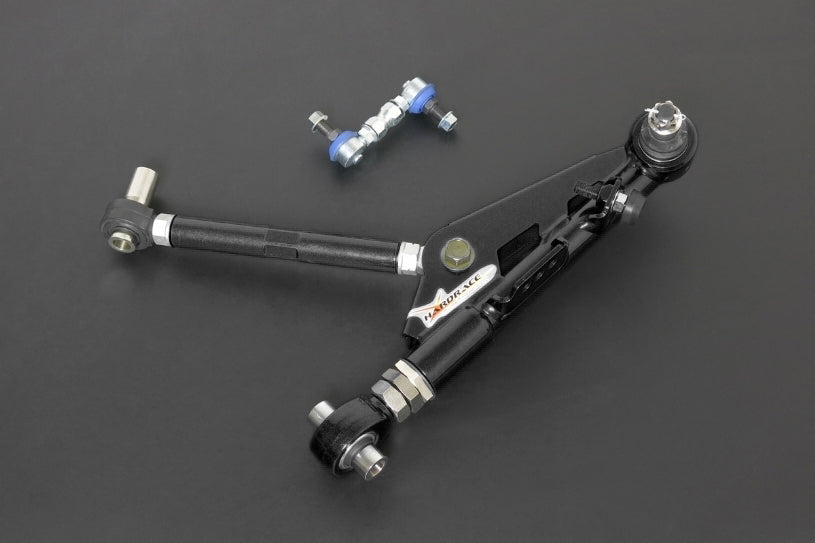 HARDRACE Front V2 Adjustable Lower Control Arm W/ Sway Bar Link - Nissan Skyline GTS-T (R32) / Silvia / 180SX / 200SX (S14/S15) - Pillow Ball - Black