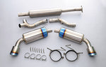 Tomei Ti RACING dual muffler kit laid out: three pipes, two silencers, tips, springs and clamps - Tomei Thumbnail