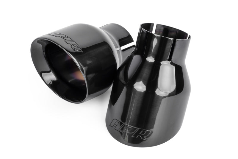 APR Double-Walled 4in Slash-Cut Exhaust Tips - Universal - Polished Diamond Black - APR