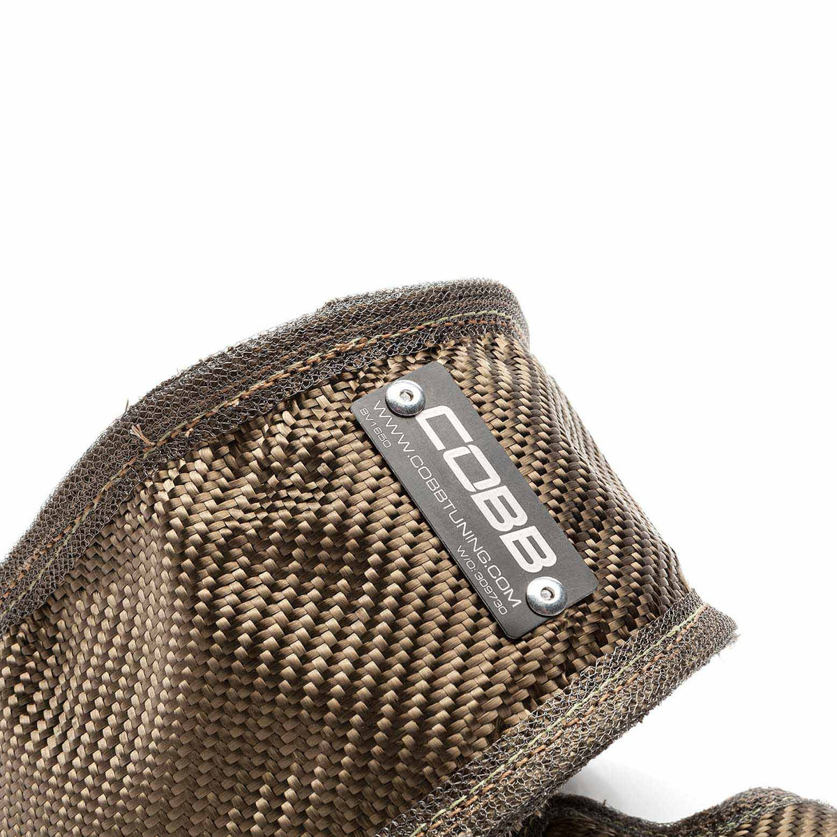 COBB turbo blanket – VW Golf GTI and Golf R Mk7 – woven outer layer and COBB badge close-up