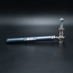 Suspension Secrets grey tie rod end, side view with the stud and shims on a dark background - Suspension Secrets Thumbnail