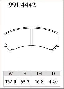 Pad Shape for DIXCEL Brake Pads – AP Racing CP9449 / CP9450 / CP9451 Calipers (D42)