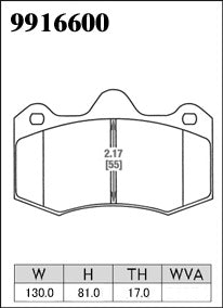 Pad Shape for Dixcel Z Type Brake Pads – Alcon CAR69 RC4 (18mm / 55mm)
