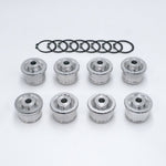 Suspension Secrets rear control arm monoball kit, eight bushes and eight circlips laid out - Suspension Secrets Thumbnail