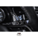 LEYO clear paddle shift extension – close-up behind Alcantara wheel rim - LEYO Thumbnail
