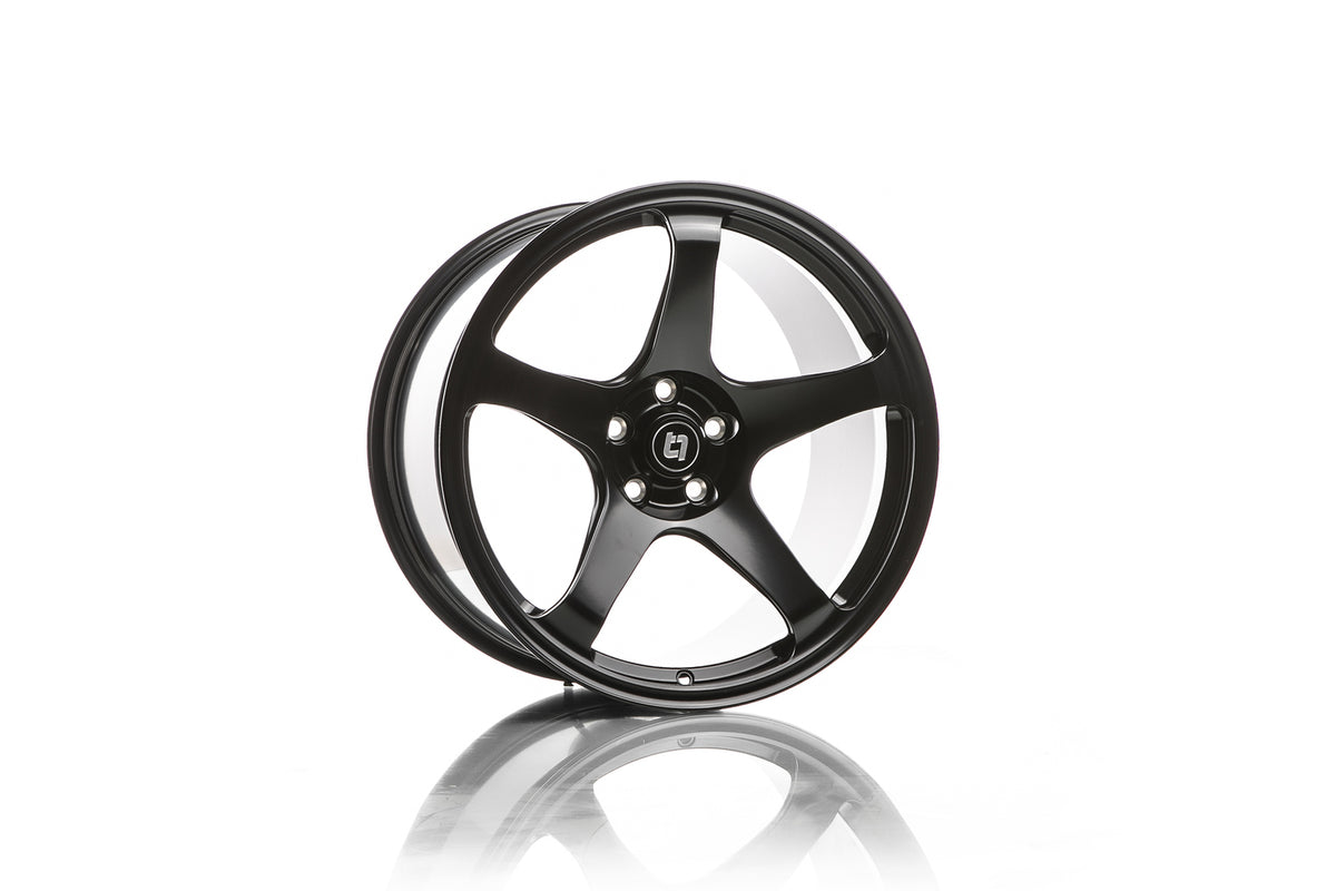 Titan 7 T-C5 forged full-face 5-spoke wheel in Machine Black, 17x9.5 +51 5x114.3