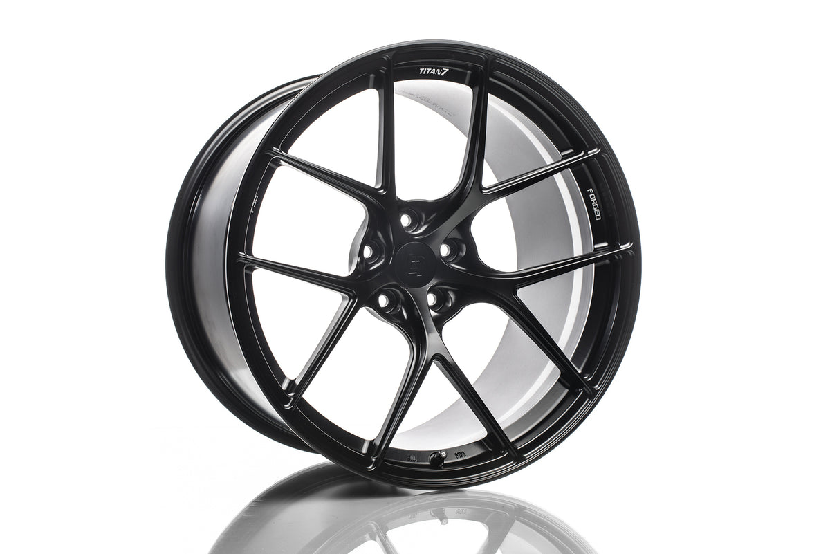Titan 7 T-S5 forged split 5-spoke wheel in Machine Black, 18x9.5 +28 5x114.3