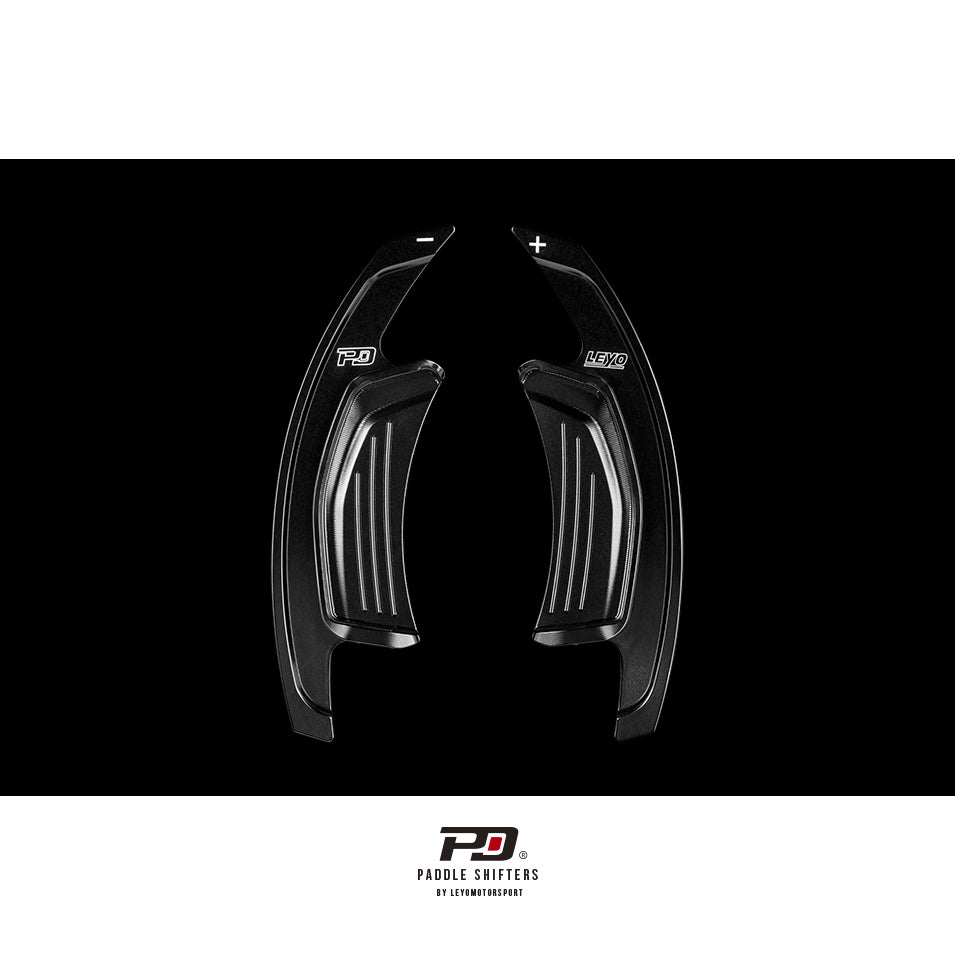 LEYO S tronic paddle shift extensions V3 – black pair front view
