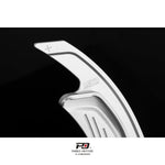LEYO S tronic paddle shift extension V3 – silver paddle close-up with LEYO logo - LEYO Thumbnail
