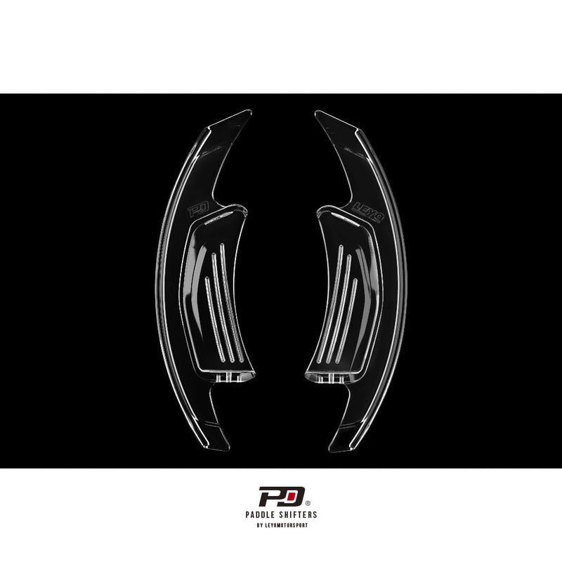 LEYO clear paddle extension – Audi RS / R8 – pair of clear paddles, front view - LEYO