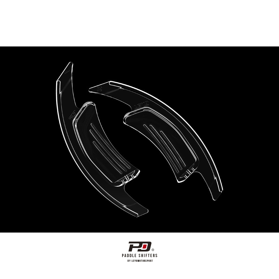 LEYO clear paddle extension – Audi RS / R8 – pair of clear paddles crossed over