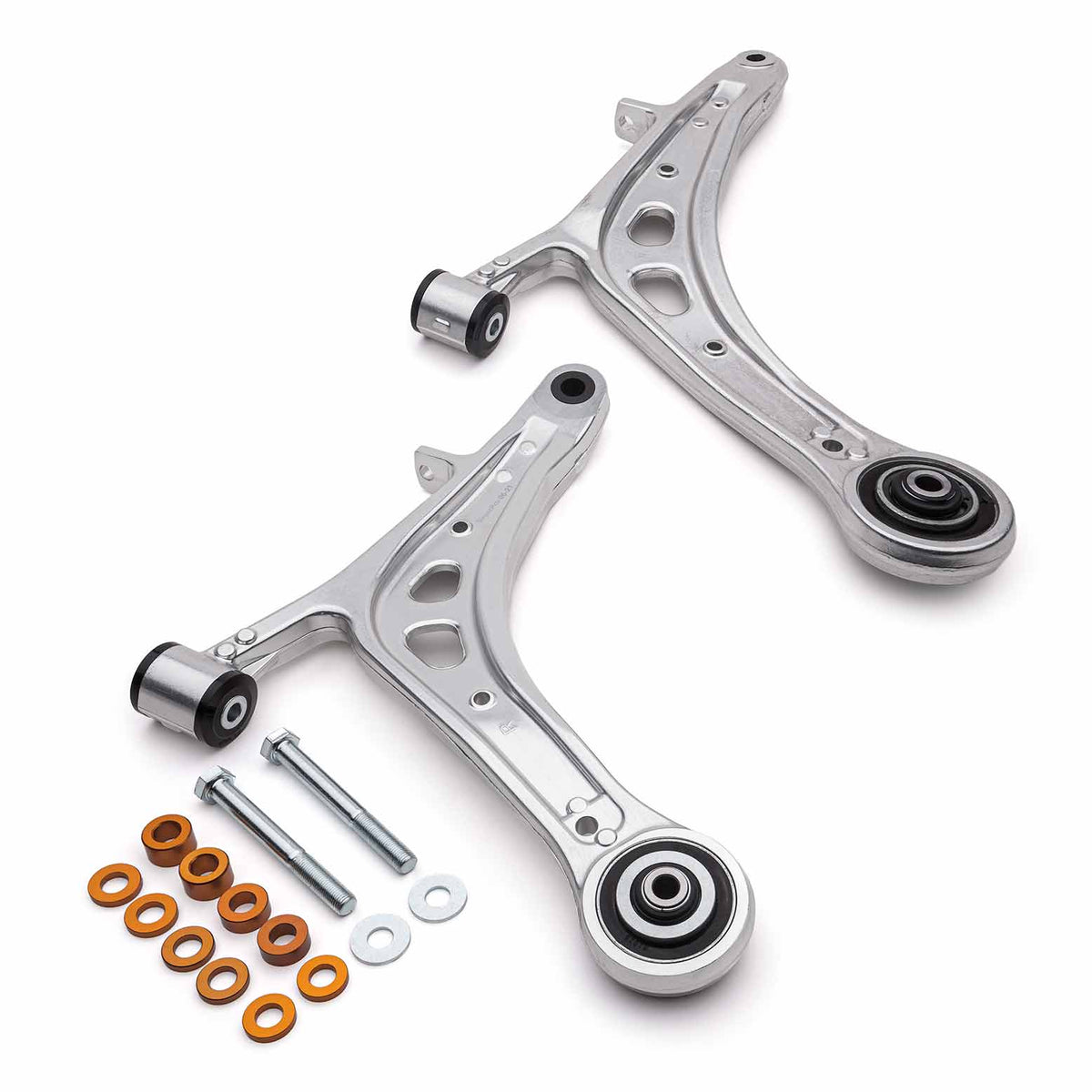 COBB alloy front lower control arms – Subaru WRX VA – pair of arms with hardware and spacers